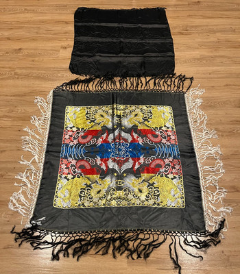 2 DIFF Vintage Piano Table Cover Tapestry Multi-Color 40''x40'' & Black 36''x36''