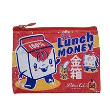 Blue Q Lunch Money Coin Purse Zip Pouch Red Cute Cartoon Milk Banana Wallet