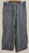 J Jill Love Linen Wide Leg Pants Large Gray 100 Linen Side-Zip Minimalist Large