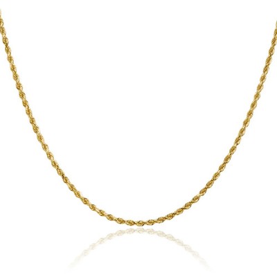 14 Karat massive Gelbgold 2 mm Seil Kette Halskette