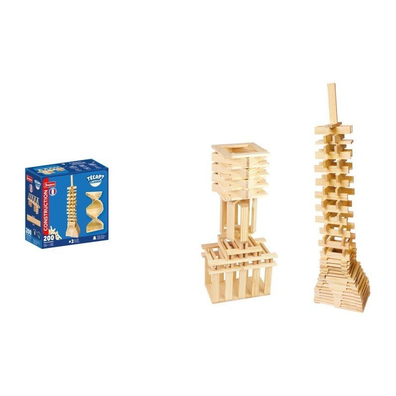Jeu de construction en bois 200 pièces Jeujura pour développer l'imagination des enfants dès 3 ans