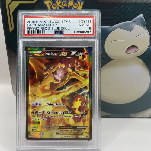 2016 POKEMON XY BLACK STAR PROMO RED & BLUE COLL FULL ART/CHARIZARD EX PSA 8