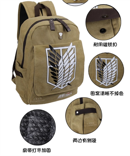 Attack on Titan Backpacks School Student Shoulder Bags Travel Bag Cosplay Gift - Picture 10 of 19