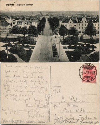 Ansichtskarte Weimar Straßenpartie vom Bahnhof 1919