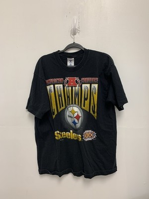 Vintage 90s Pittsburgh Steelers T-shirt Mens XL Black Pro Player Graphic NFL