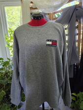 Tommy Hilfiger Gray Fleece Logo Crewneck Pullover Sweatshirt Unisex XL