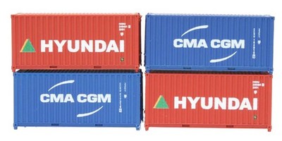 2F-028-202 Dapol Spur N 20ft Container Set (4) Hyundai/CMA CGM