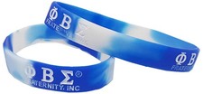 Phi Beta/&Beta; Sigma Tie-Dye Silicone Wristband [Pack of 4 - Blue/White - 8"]