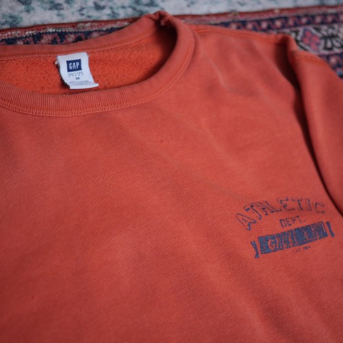 Vintage 80s 90s GAP Athletic Medium Sweats Sweatshirt Orange Rust Essenntials - Picture 2 of 13