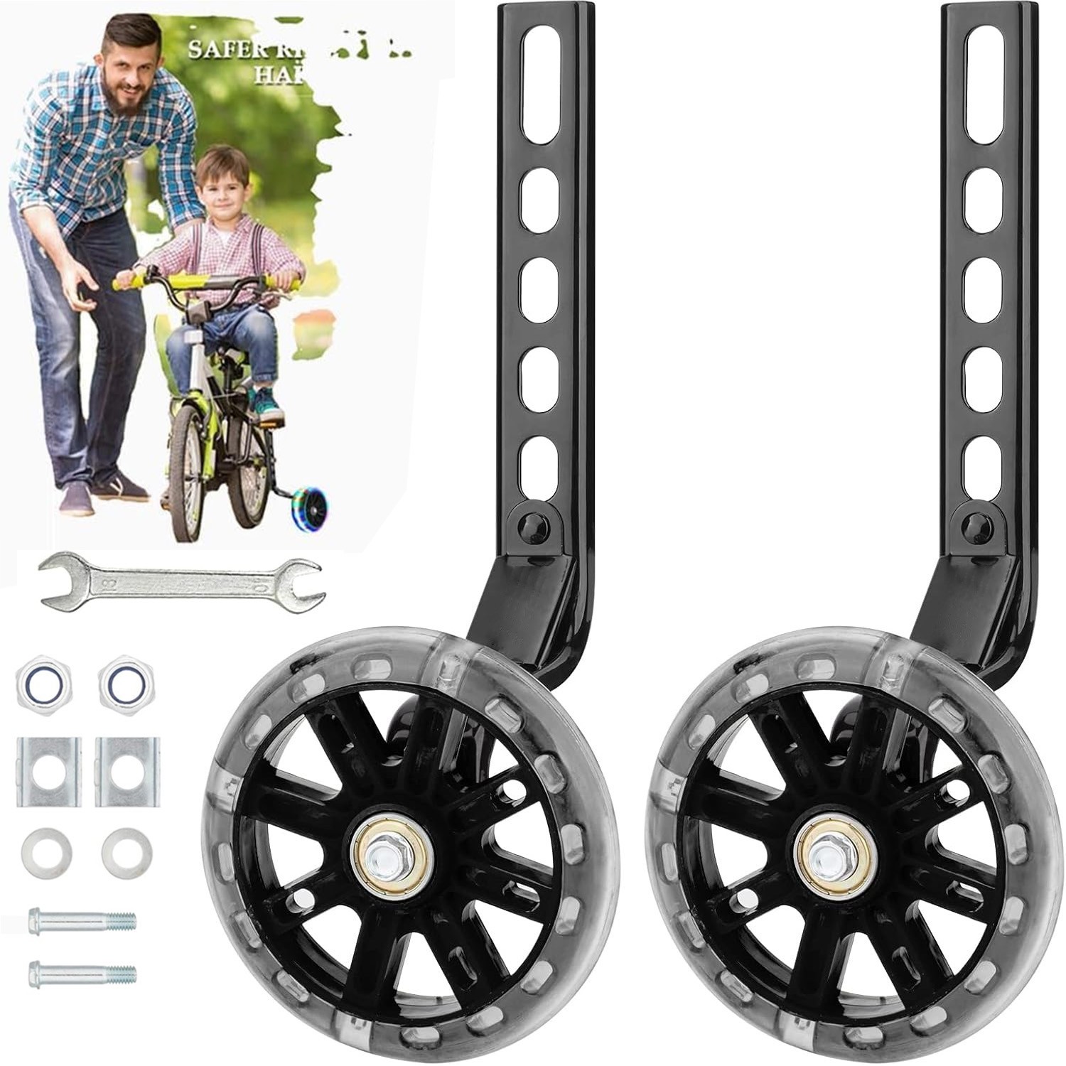 2X Kids Bike Training Wheels For 12-14-16-18-20" Bicycle Heavy Duty Stabilizers