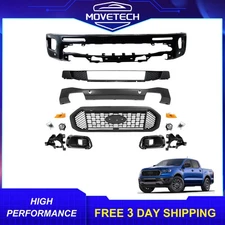 Front Bumper Face Bar & Grille Kit with Fog Lights For 2019-2023 Ford Ranger