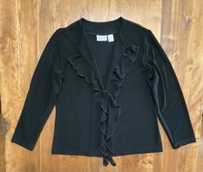 CHICO'S TRAVELERS Stretchy Slinky Sz 1 US Medium Black Shirt Jacket