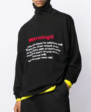 Unisex Vetements Slogan Turtle-Neck Knit Meri...