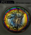 2016 American Silver Eagle PCI 70  Incredible Vibrant Rainbow Toning. SHOW COIN
