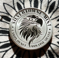 Silvertowne Reverse Frosted Mighty Eagle 1oz .999 Silver Round Mint! 115.15 per troy oz