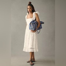 Anthropologie Forever That Girl Tie-Back Ruffled Eyelet Dress XS NWT