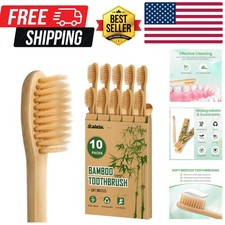Bamboo Toothbrushes Soft Bristles 10 Pack, Biodegradable BPA Free Soft Bristl...