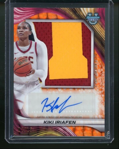 2024-25 Bowman's Best University Kiki Iriafen Jumbo Patch Orange Auto /25