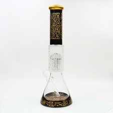 Tubo de agua para fumar de vidrio de 16"" Tree Perc Beaker Bong + cachimba con chorro de arena de vástago inferior