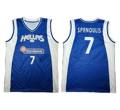 Spanoulis #7 Team Greece Basketball Jersey Embroidered Custom Name