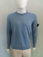 Stone Island Light Blue Long Sleeve Mens Sweater w/ Logo Patch Size M