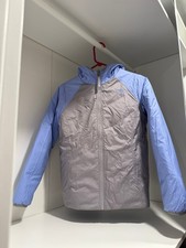 The North Face Reversible Girls  Hooded Jacket Coat size L 14/16 Blue Grey