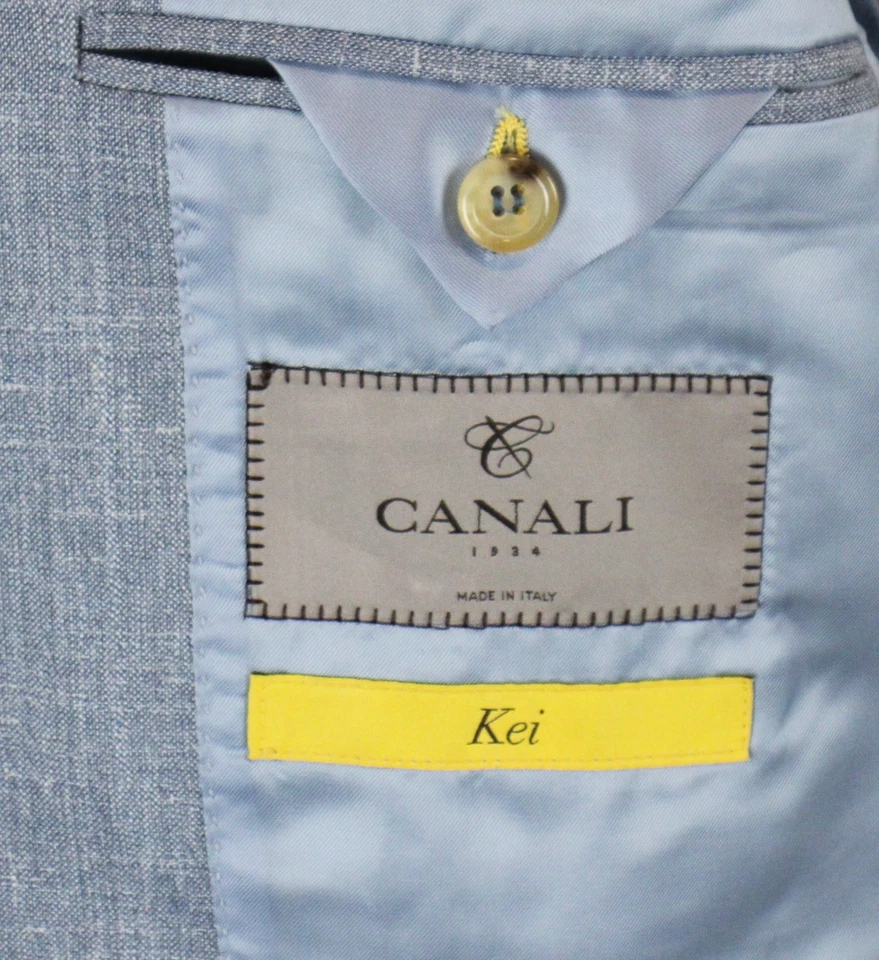 CANALI Kei Suit 40 S (50 EU) Mens Light Blue Travel Wool Silk Linen 2 Piece New - Image 2 of 4
