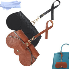 Soft Leather Sunglasses Bag, Portable Leather Glasses Case Holder Sunglasses Pou