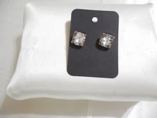INC 1/2 "Gold Tone Simulated Diamond Square Stud Earrings R943