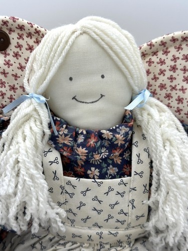 VTG 1980’s Handmade Folk Art Primitive Sewing Angel Rag Doll 17” - Picture 2 of 21