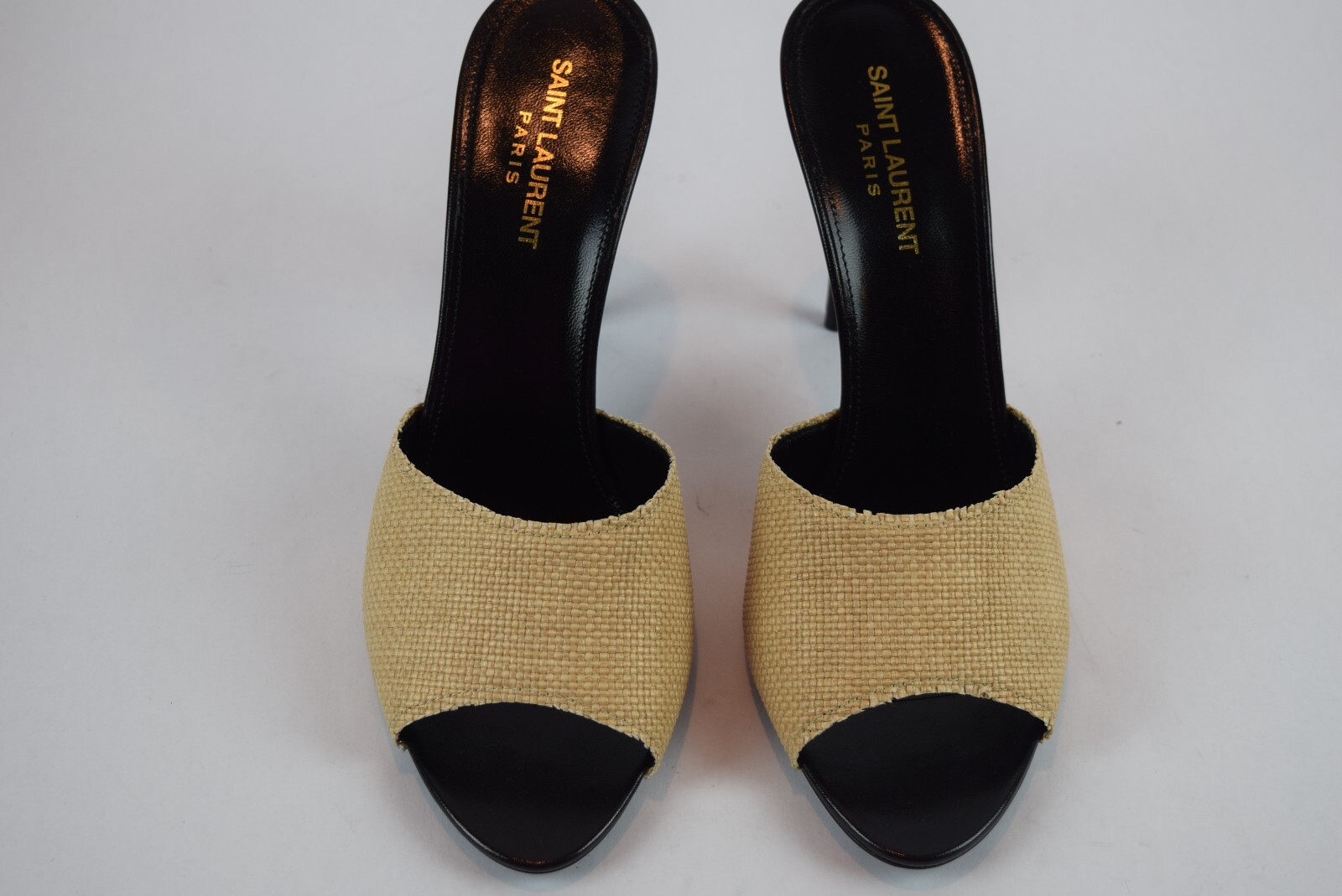 Nuovo con scatola! Sandali décolleté da donna YSL Saint Laurent Paris LA 16 Raffia taglia 40 TAN