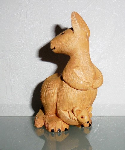 FIGURINA CERAMICA ARTISTICA VINTAGE CANGURO E BAMBINO STATUINA ARTESANIA RINCONADA - Foto 3 di 7
