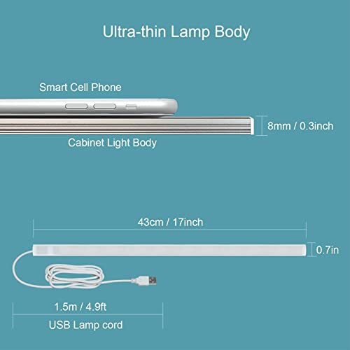 Iluminación LED debajo del gabinete de 17 pulgadas sin contacto, onda manual activada blanca 6000K - Imagen 3 de 7