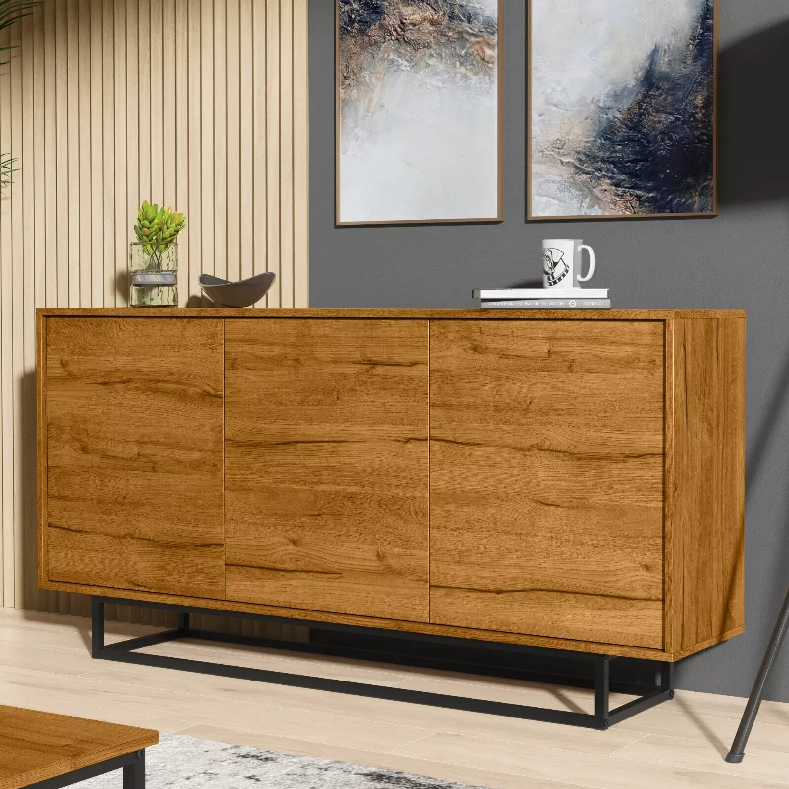 Sideboard 160cm | Rustic Modern | Industrial | Loft Style | Oak Variant | ⭐⭐⭐⭐⭐