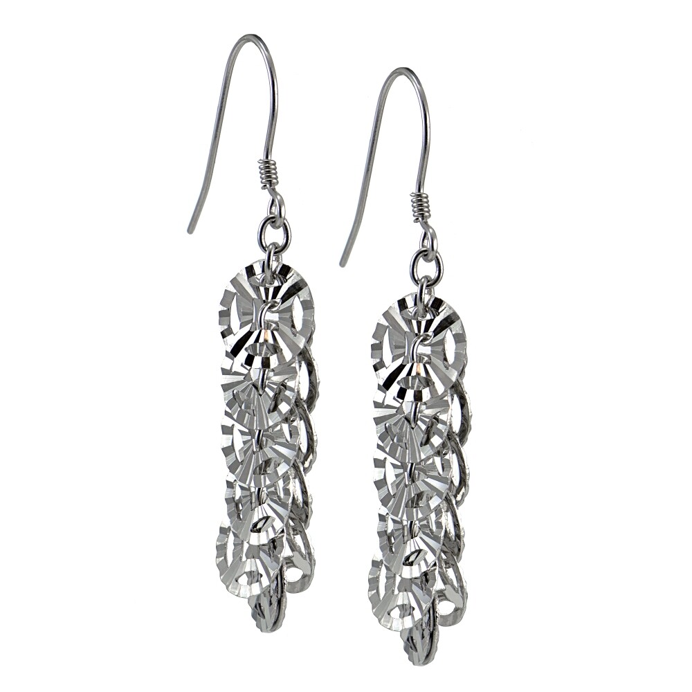 Sterling Silver Diamond-Cut and Polished Cascading Circles Dangle