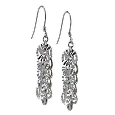 Sterling Silver Diamond-Cut and Polished Cascading Circles Dangle