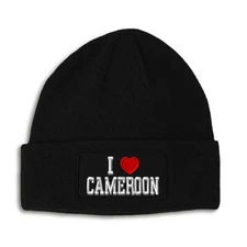Patch Beanie for Men & Women I Love Cameroon Winter Hats Acrylic Skull Cap Hats