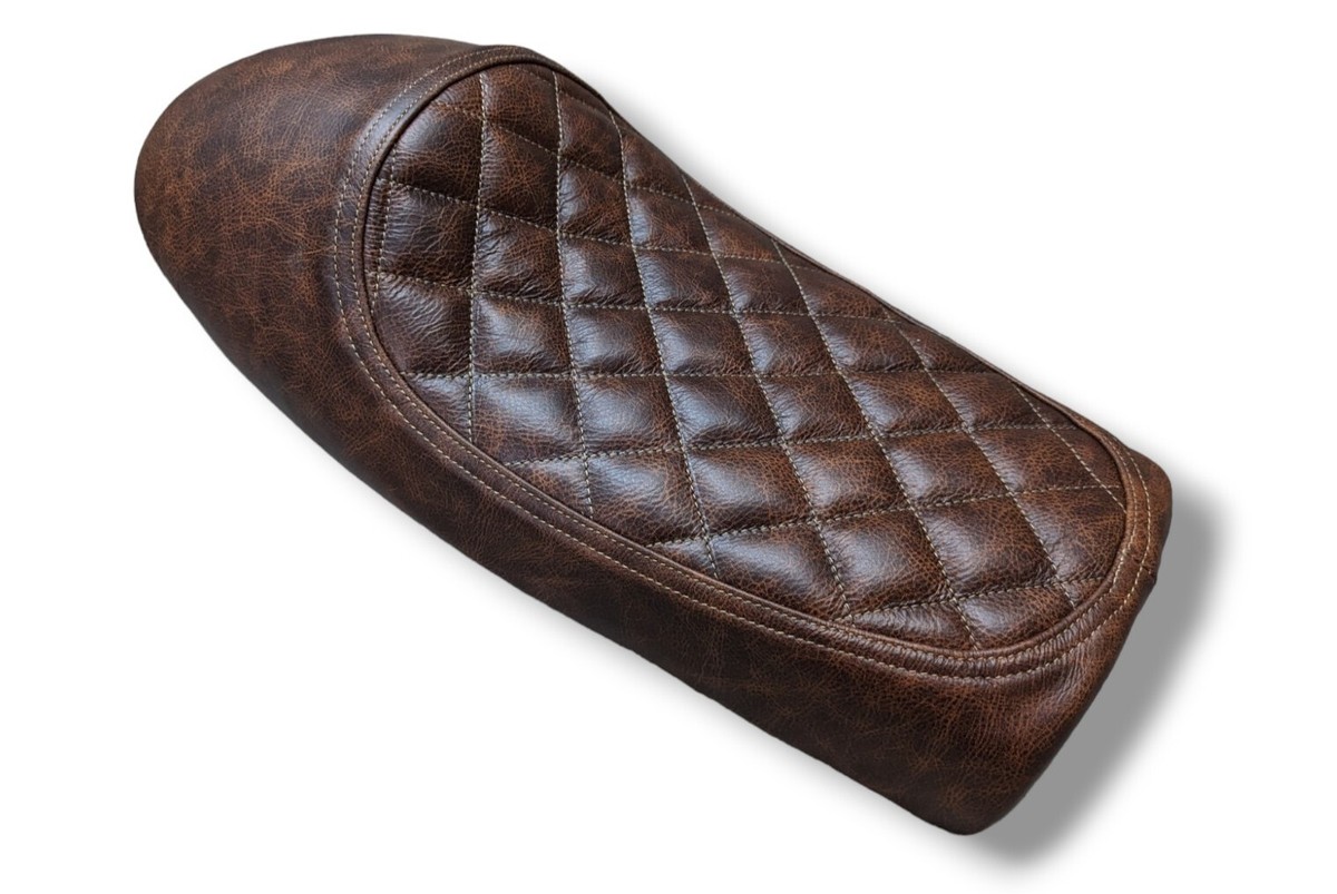 H HILABEE Motorrad Sitzbank Braun - Cafe Racer Sattel 63cm