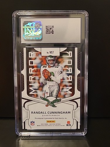 2023 Panini Certificato - Specchio Firme Verde #MS7 Randall Cunningham /5 (AU) - Foto 2 di 3