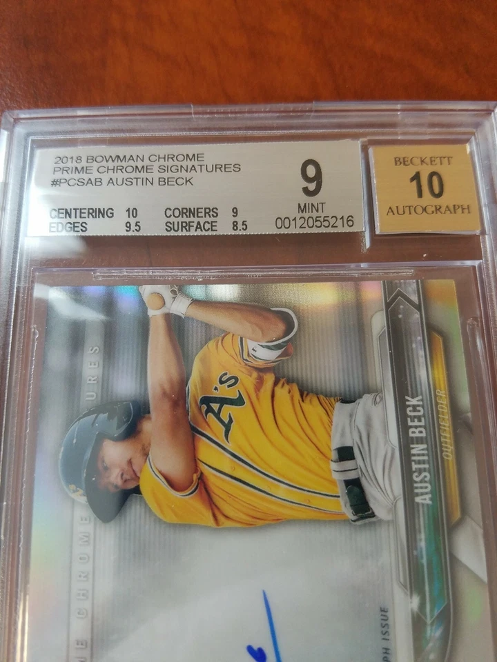 2018 Bowman Chrome Prime Signatures /50 Austin Beck #PCS-AB Auto BGS 9 MINT - Image 2 of 3