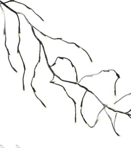 KURT ADLER 6' Brown Twig Garland 64 Warm White LED Twinkle Lights indoor/outdoor