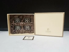 SET OF 4 - L'OBJET Silver Napkin Ring Holder with Swarovski Crystals IN BOX