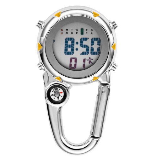 Backpack Clip On Band Carabiner Digital Sports Fob Watch Luminous For Hikers dd