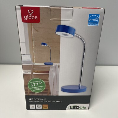 Globe Electric 12645 Energy Star Integrated LED Desk Lamp, Retro Blue, Chrome