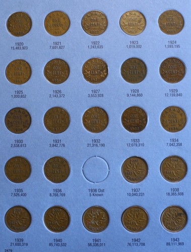 1920-1988 Canadian Small Cent Penny 69 Coins Circulated New Whitman Folder CA3 - Picture 3 of 6