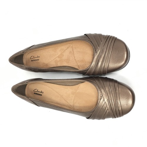 NEW Clarks Propose Pixie Loafers Flats Shoes Womens Size 12 Bronze Leather - Picture 7 of 10