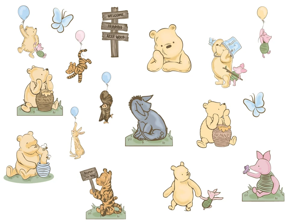 Classic Winnie The Pooh Set Wall Sticker Decal Kids Decor Art Kids Girls WTP22 - Image 2 of 3