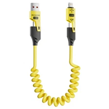 4-in-1 Portable Spring Fast Charging Cable 65W USB-C 5A Multi Fast Charger Cord