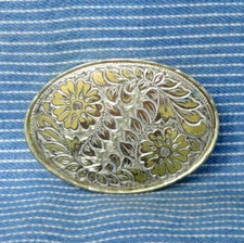 Classic Western Dress Belt Buckle Cowboy Cowgirl Floral Vintage 80s   .TWY865