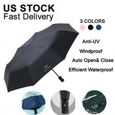 Automatic Umbrella Anti-UV Sun/Rain Windproof 3 Folding Compact Black Umbrella